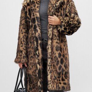 Na-KD Faux Fur Leopard Coat - EU 34/US 2 (NWT)